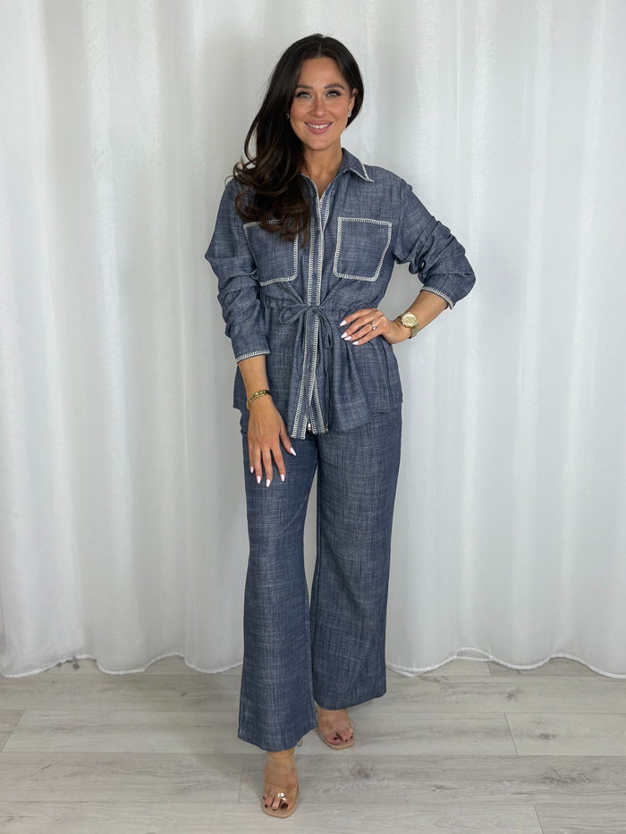 Stitch Detail Drawstring Trouser Co-Ord (2 Colours)