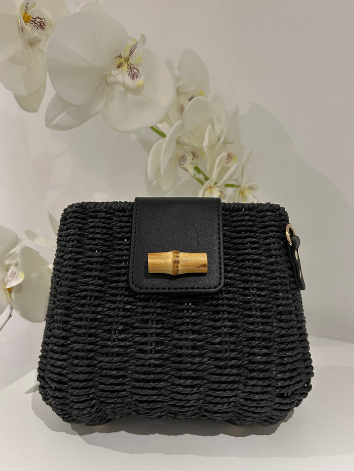 Straw Wicker Bamboo Detail Crossbody Bag (4 Colours)