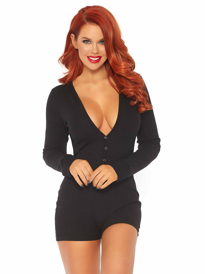 color_black | Leg Avenue Sweet Dreams Long Johns Romper
