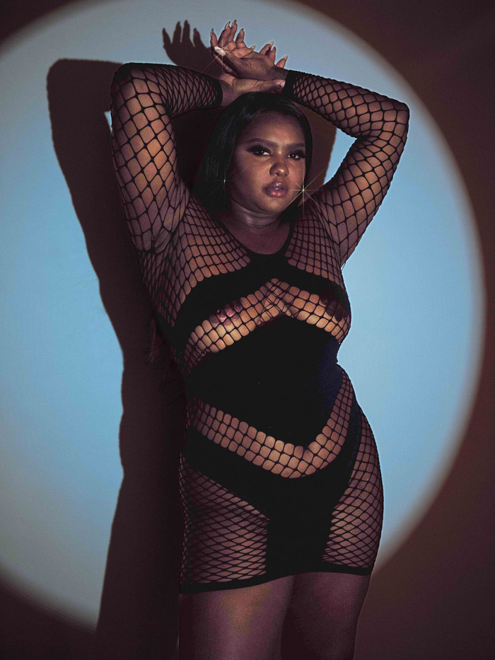 color_black | Leg Avenue Take Charge Plus Fishnet Dress