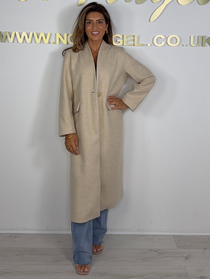 Textured Gold Single Button Longline Jacket (9 Colours)
