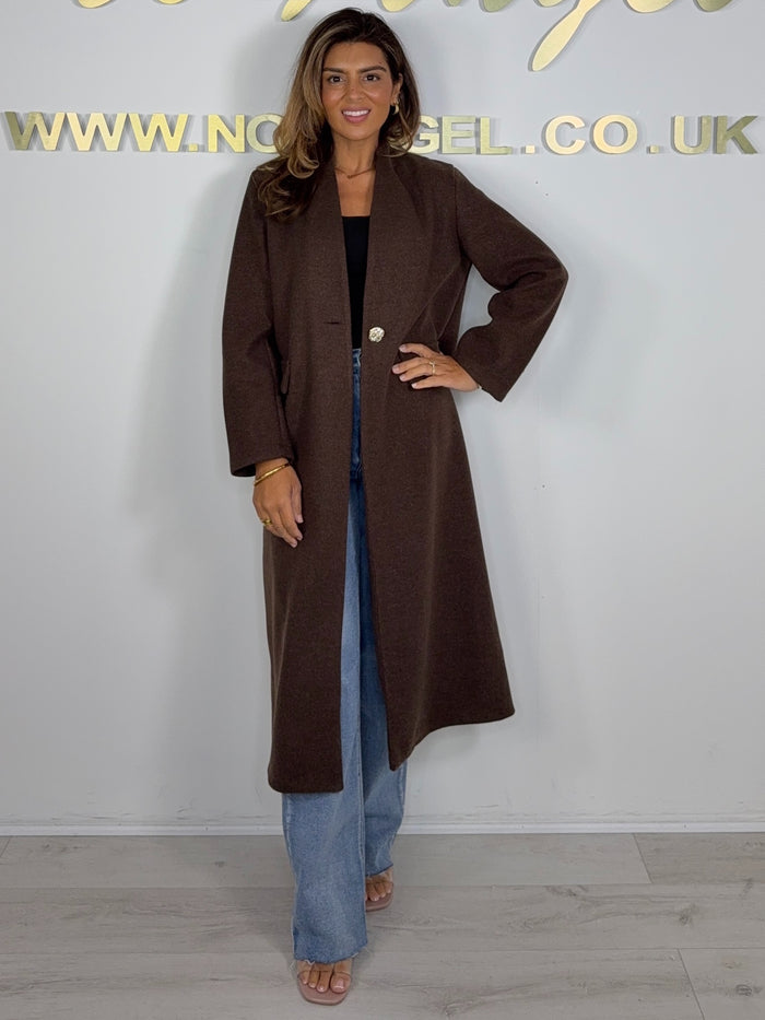 Textured Gold Single Button Longline Jacket (9 Colours)