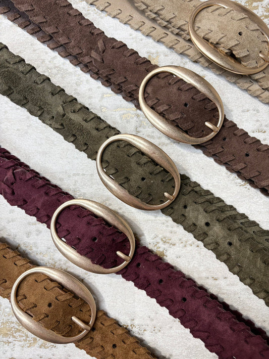 Thin Suedette Woven Trim Belt (7 Colours)