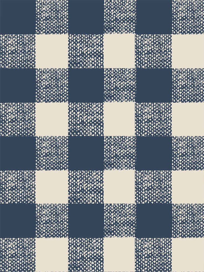 Titan Blue Gingham Wallpaper