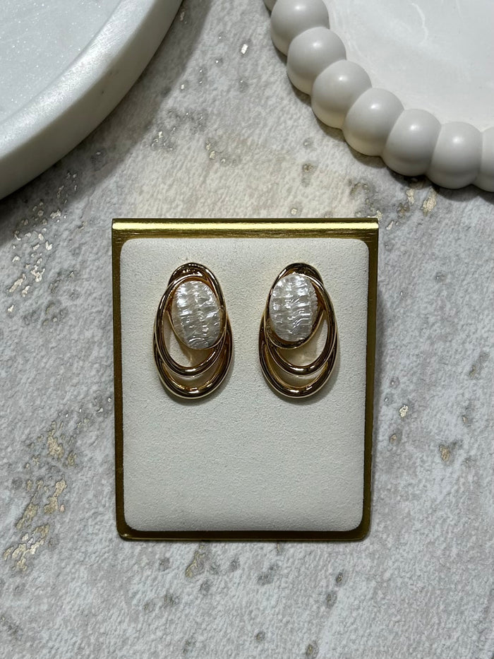 Triple Loop Pearl Earrings