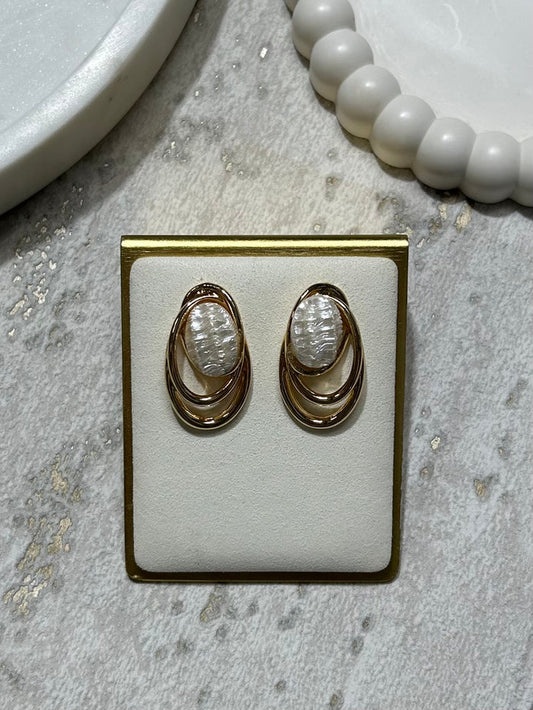 Triple Loop Pearl Earrings