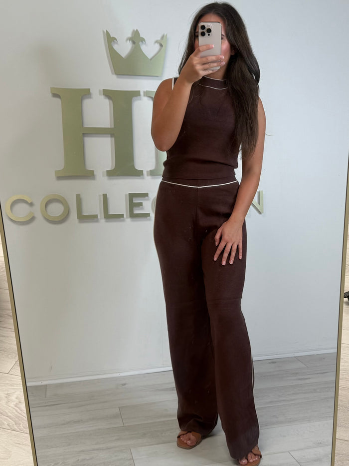 Turtle Neck Piping Detail Sleeveless Top & Trouser Co-ord (2 Colours)