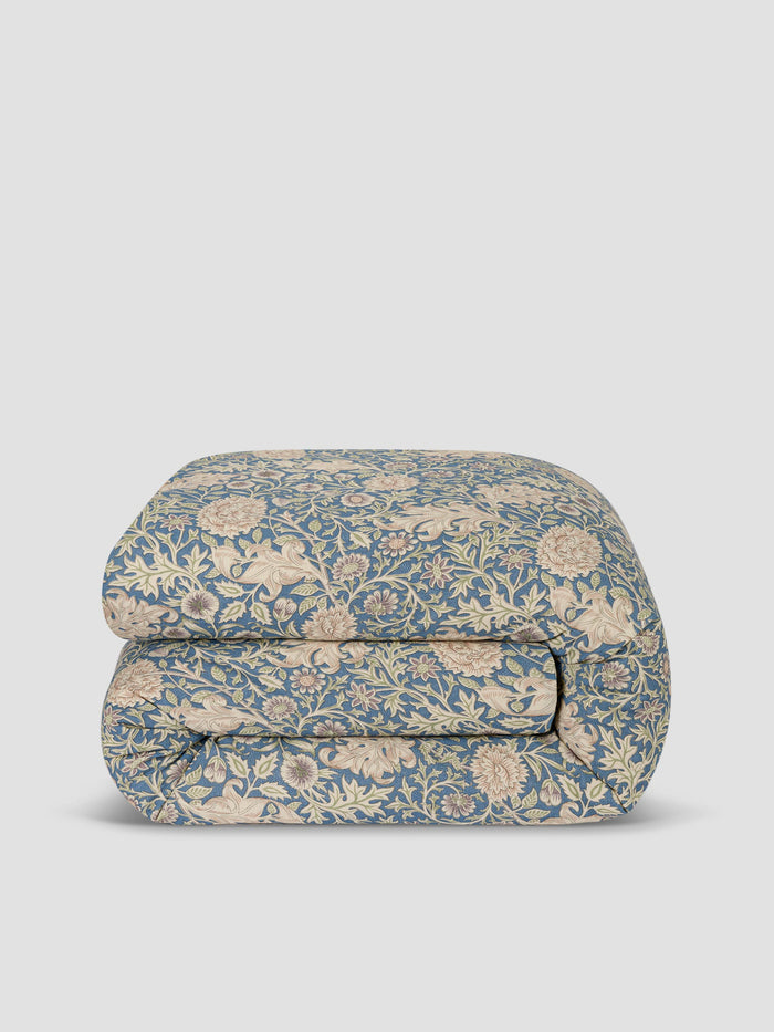 Webbs Blue Double Bough Linen Blend Duvet Cover
