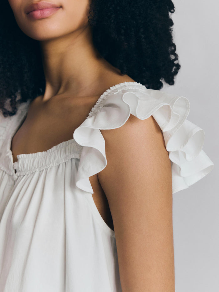 Ruffle detail of White Embroidered Cami Set