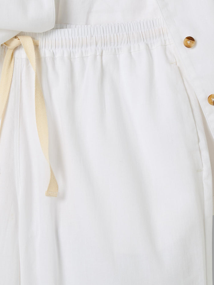 White Linen Blend Pyjama Trouser Set