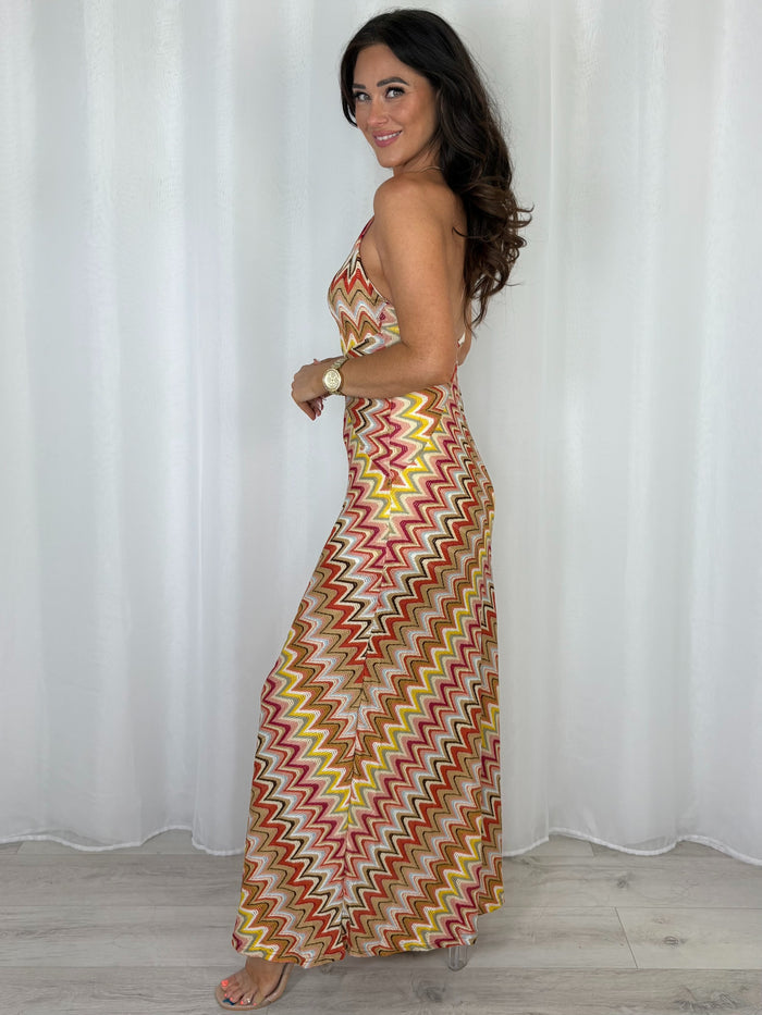 Zigzag Crossover Spaghetti Strap Dress (4 Colours)