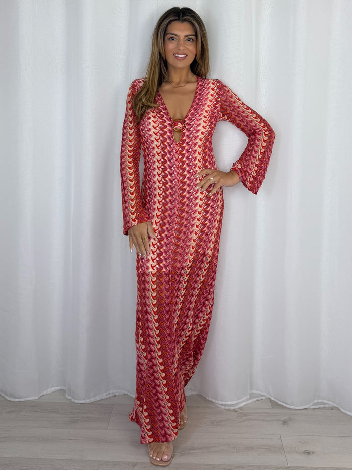 ZigZag V-Neck Buckle Maxi Dress (4 Colours)
