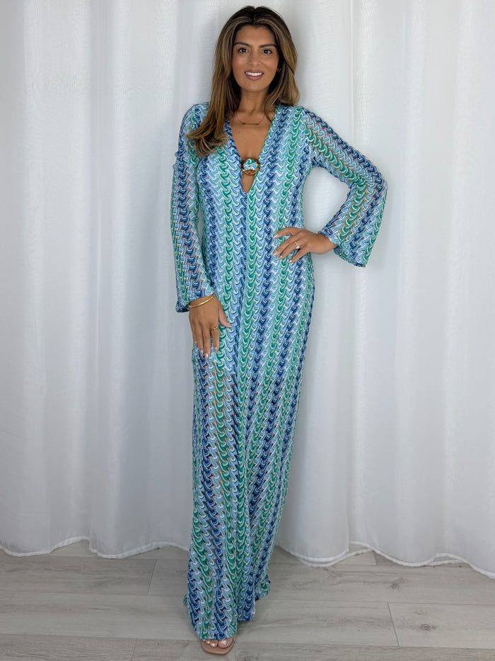 ZigZag V-Neck Buckle Maxi Dress (4 Colours)