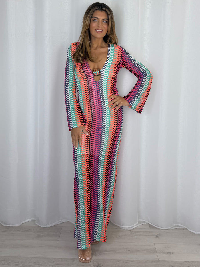 ZigZag V-Neck Buckle Maxi Dress (4 Colours)