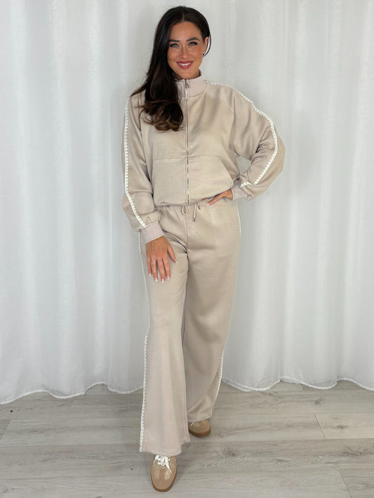 Zip Up Funnel Neck Bomber Jacket Tracksuit